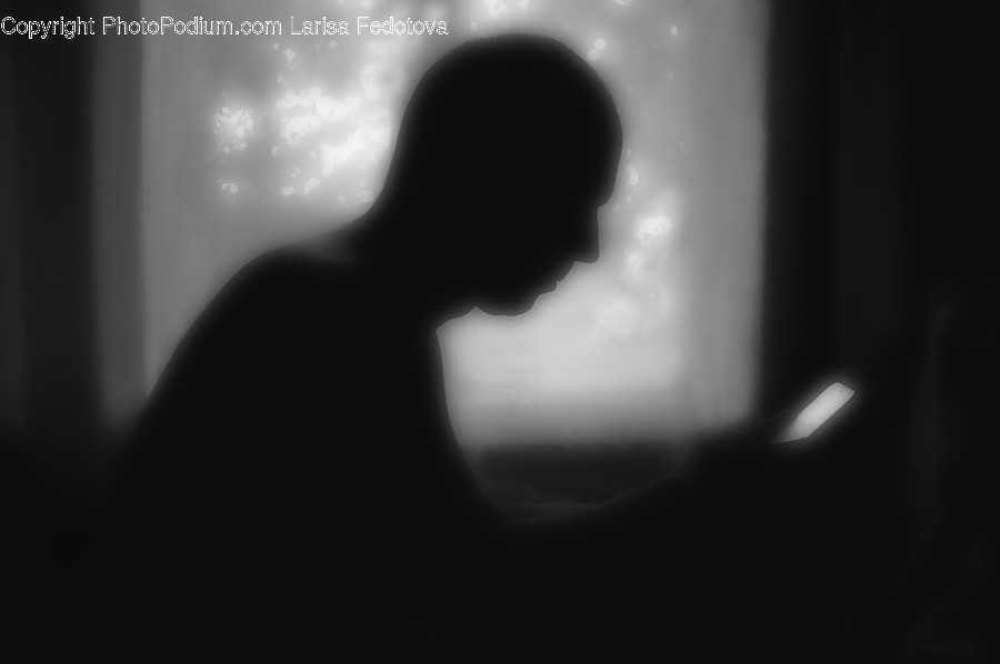 Silhouette, Person, Human, Kneeling, Back