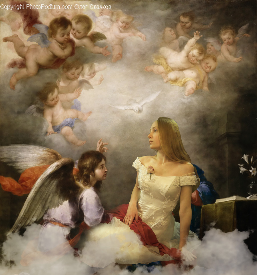 Painting, Art, Person, Human, Angel