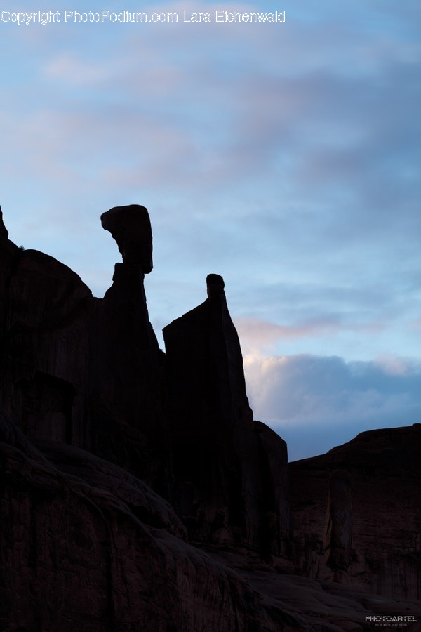 Nature, Outdoors, Silhouette, Cliff, Mesa