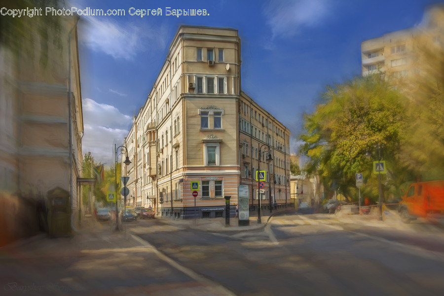 Road, Intersection, Building, Downtown, City