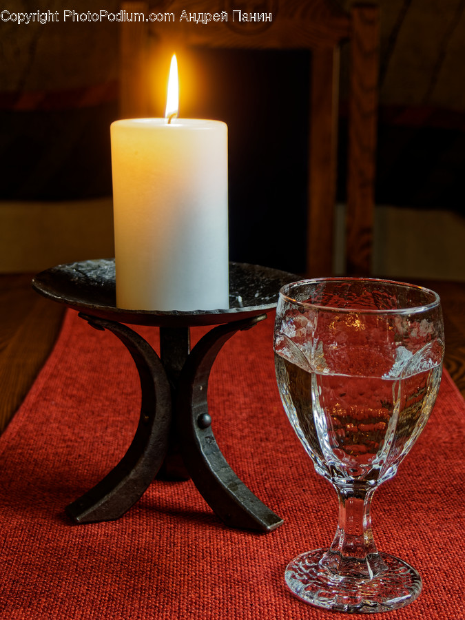Candle, Glass, Goblet, Fire, Flame