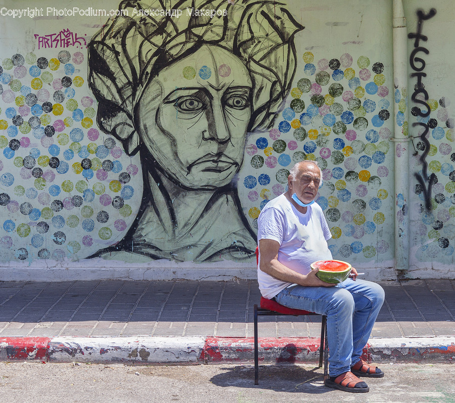 Human, Person, Art, Sitting, Wall