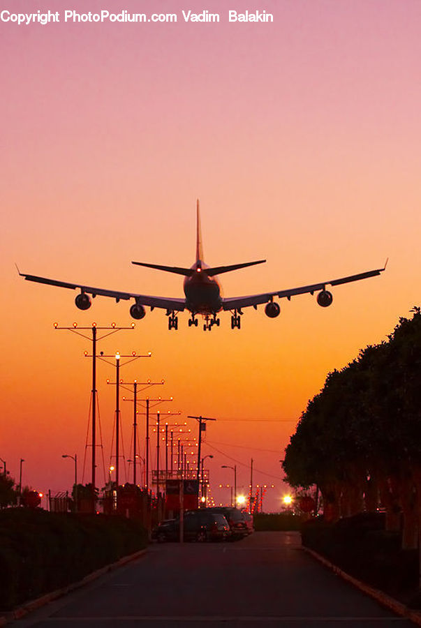 Aircraft, Airplane, Landing, Airliner, Flight, Jet, Night