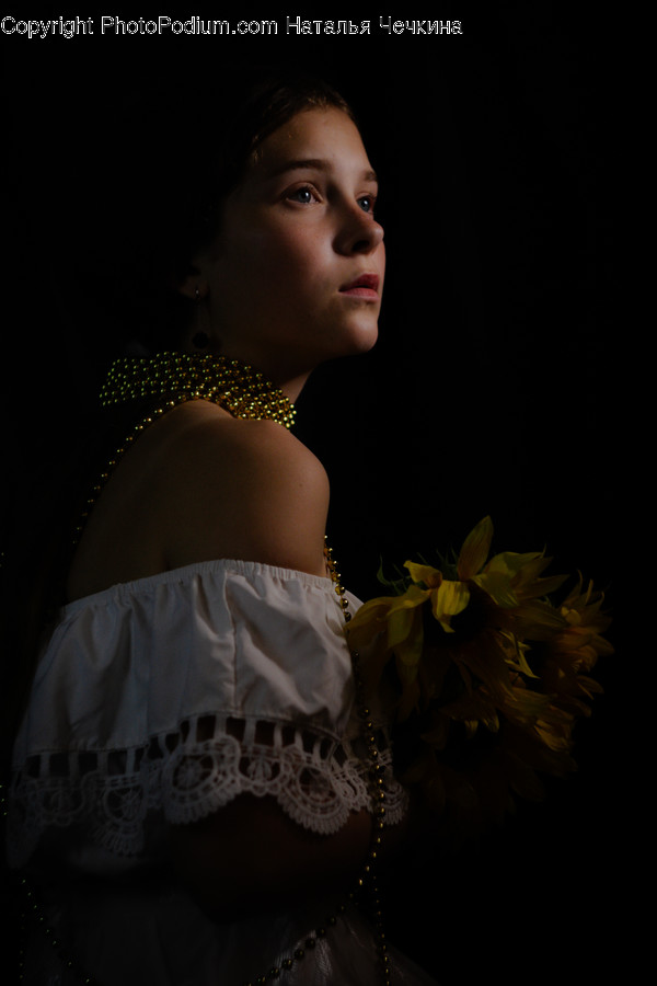 Person, Human, Plant, Flower, Blossom
