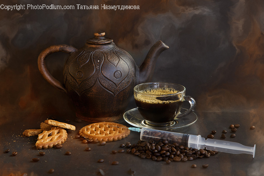 Pottery, Pot, Teapot, Bread, Food