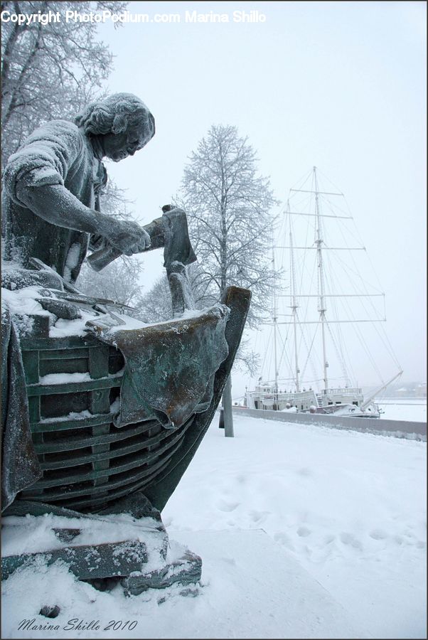 People, Person, Human, Fountain, Water, Arctic, Snow