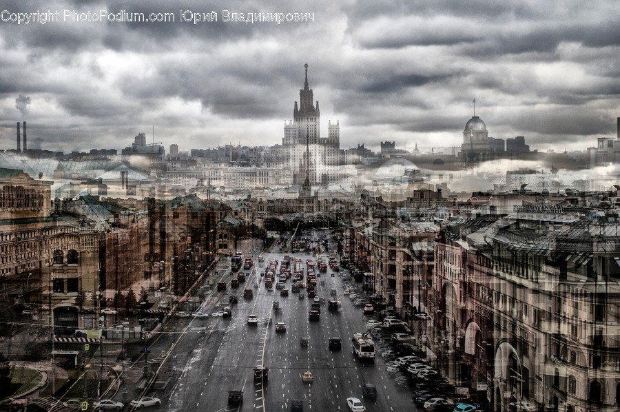 Downtown, Urban, City, Building, Town
