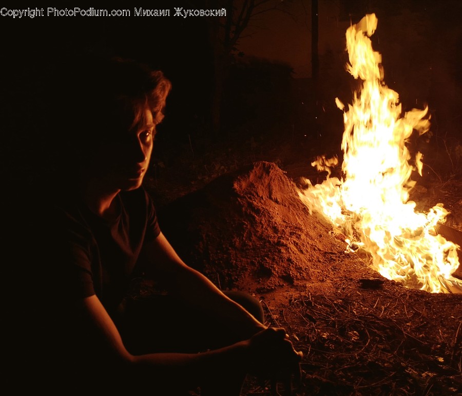 Human, Person, Fire, Bonfire, Flame