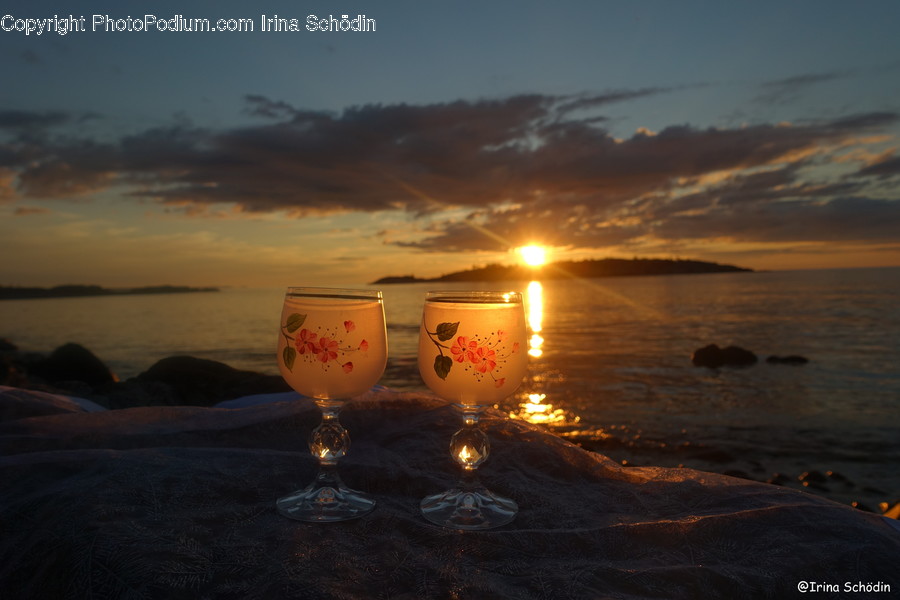 Glass, Goblet, Candle, Outdoors, Sunlight