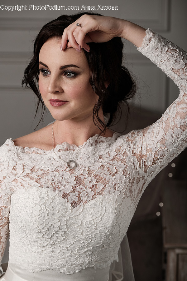 Clothing, Apparel, Person, Human, Lace