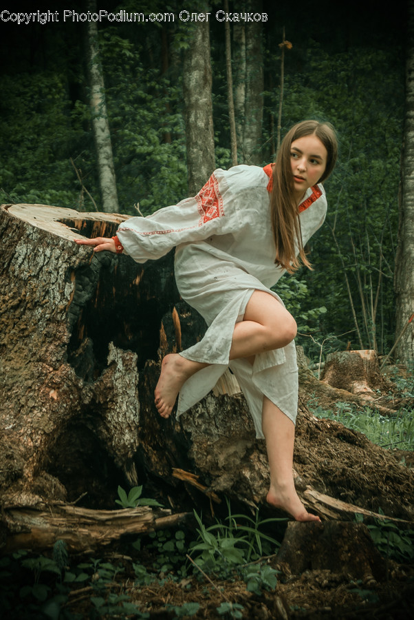 Apparel, Clothing, Human, Person, Tree Stump