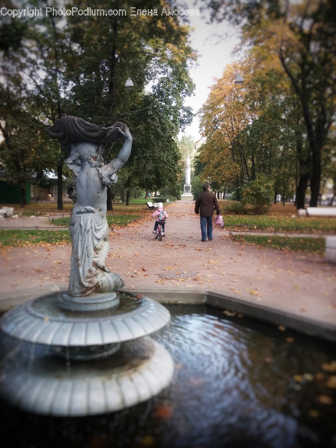 Person, Human, Water, Fountain, Cross