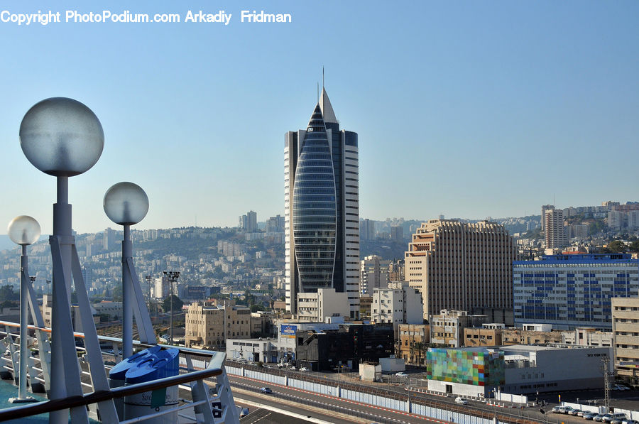 City, Downtown, Metropolis, Urban, Train, Vehicle, Building