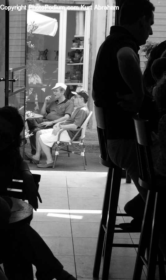 People, Person, Human, Awning, Chair, Furniture, Railing