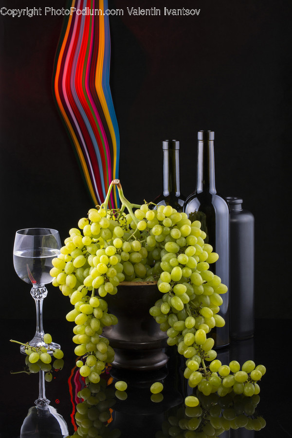 Glass, Grapes, Food, Plant, Fruit