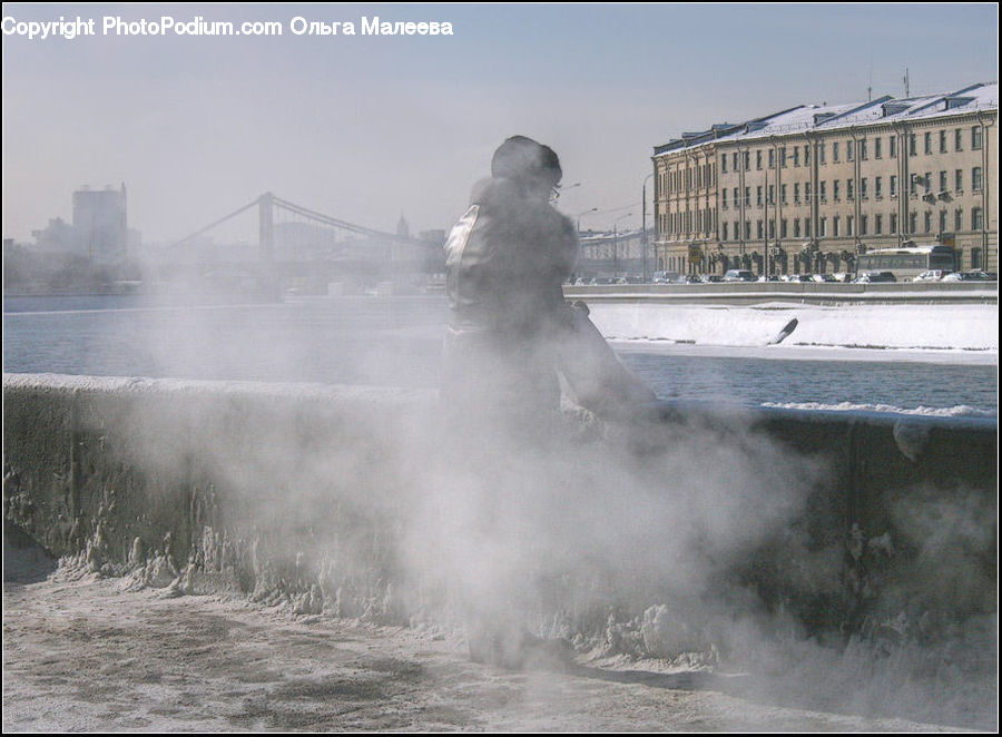Ice, Snow, Snowman, Winter, Outdoors, Sea, Sea Waves