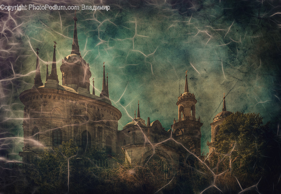 Architecture, Dome, Building, Art, Painting