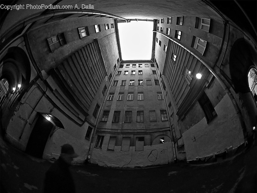 Fisheye, Human, Person, Window, Building