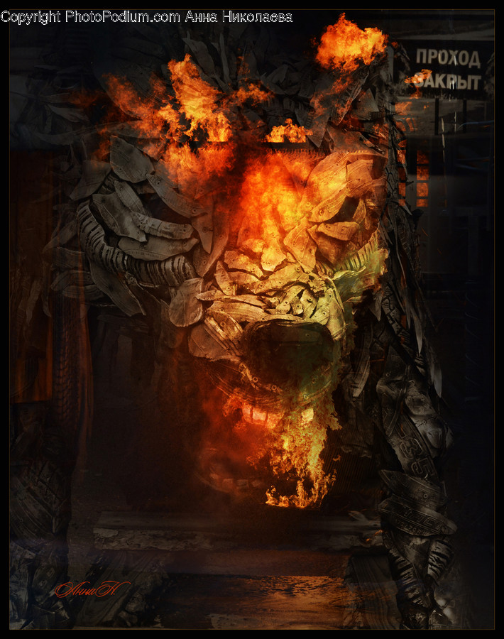 Painting, Art, Fire, Flame, Bonfire