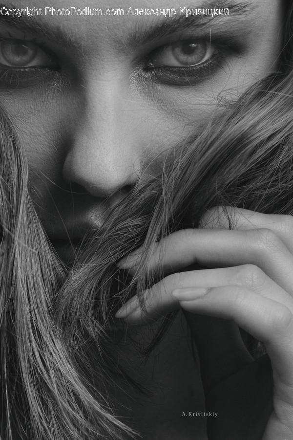 Face, Person, Human, Finger, Hair