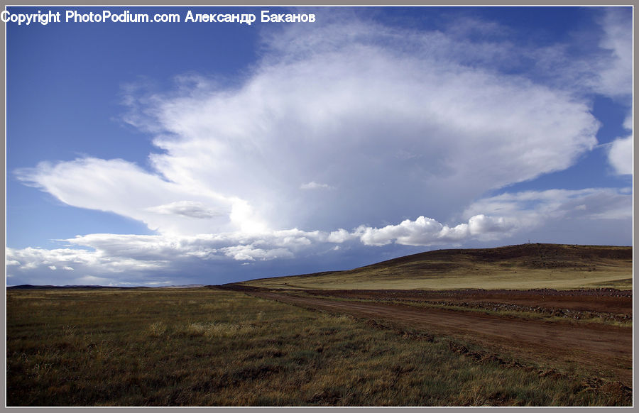 Cloud, Cumulus, Sky, Azure Sky, Outdoors, Field, Grass