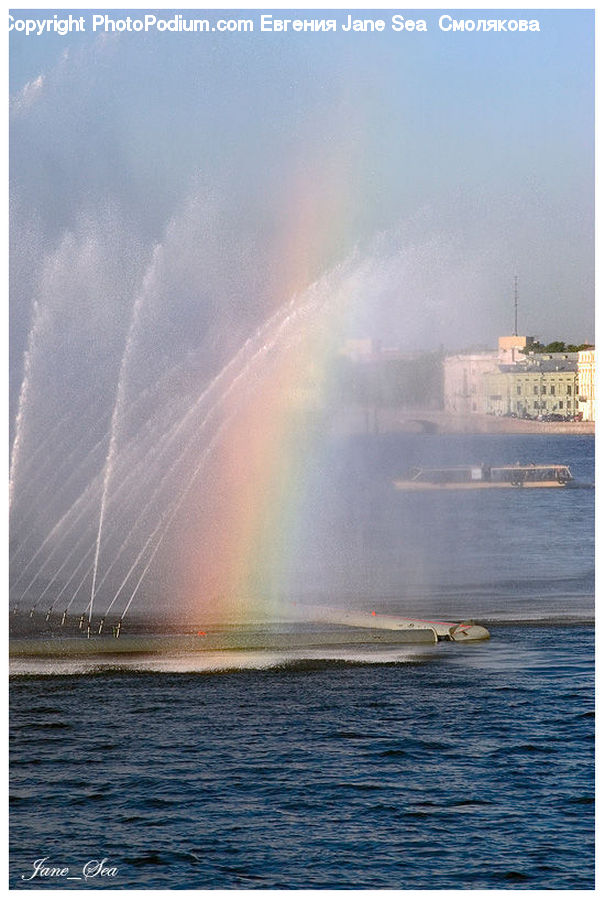 Outdoors, Rainbow, Sky, Boat, Watercraft, Sea, Water