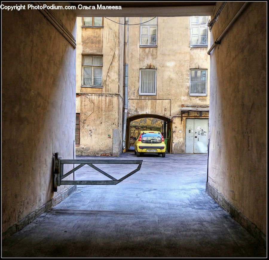 Cab, Car, Taxi, Vehicle, Brick, Patio, Automobile