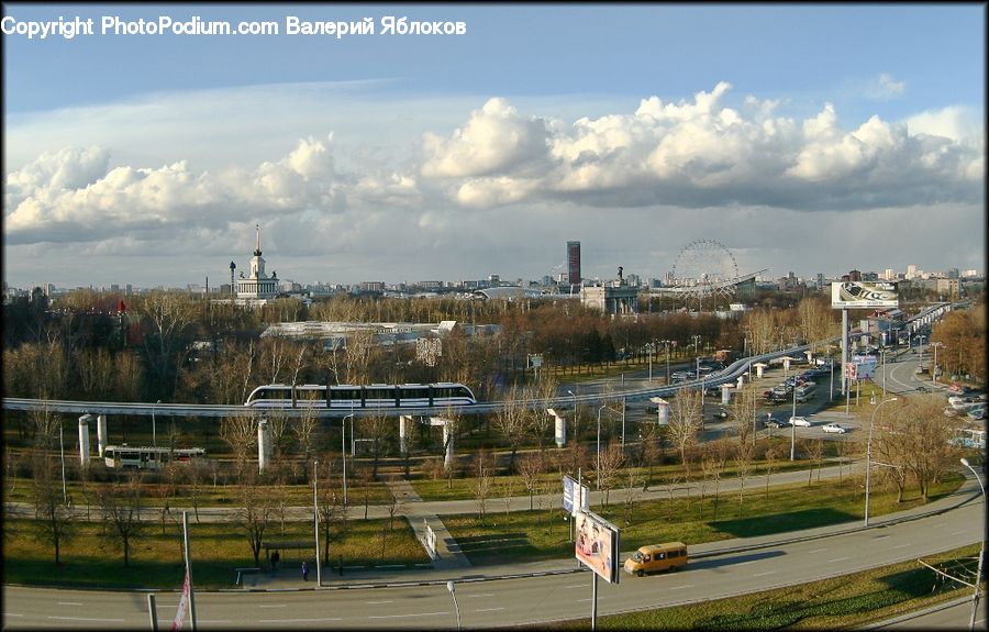 Intersection, Road, Cloud, Cumulus, Sky, City, Downtown