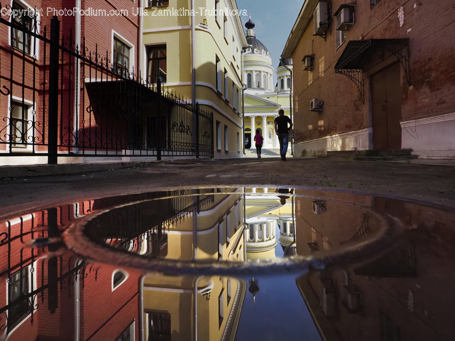 Person, Human, Puddle, Office Building, Building