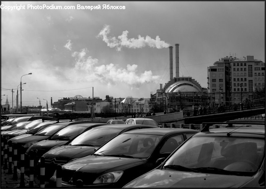Parking, Parking Lot, Car, Vehicle, Windshield, Rail, Streetcar