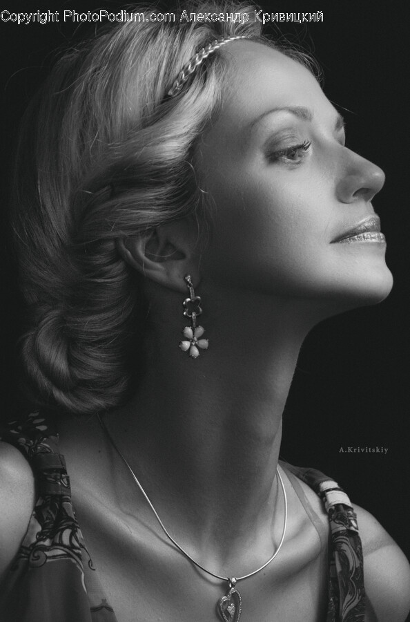 Face, Person, Human, Necklace, Accessories