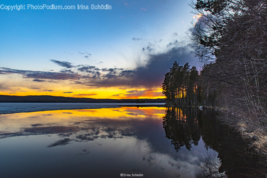 Nature, Outdoors, Water, Land, Sunset