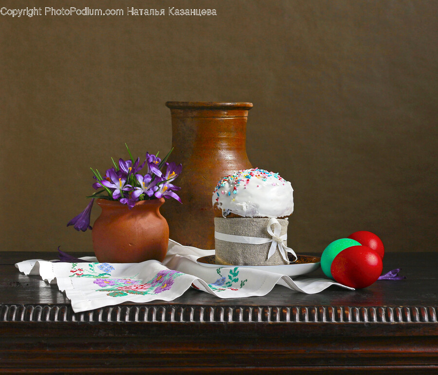 Pottery, Jar, Wood, Wedding Cake, Food