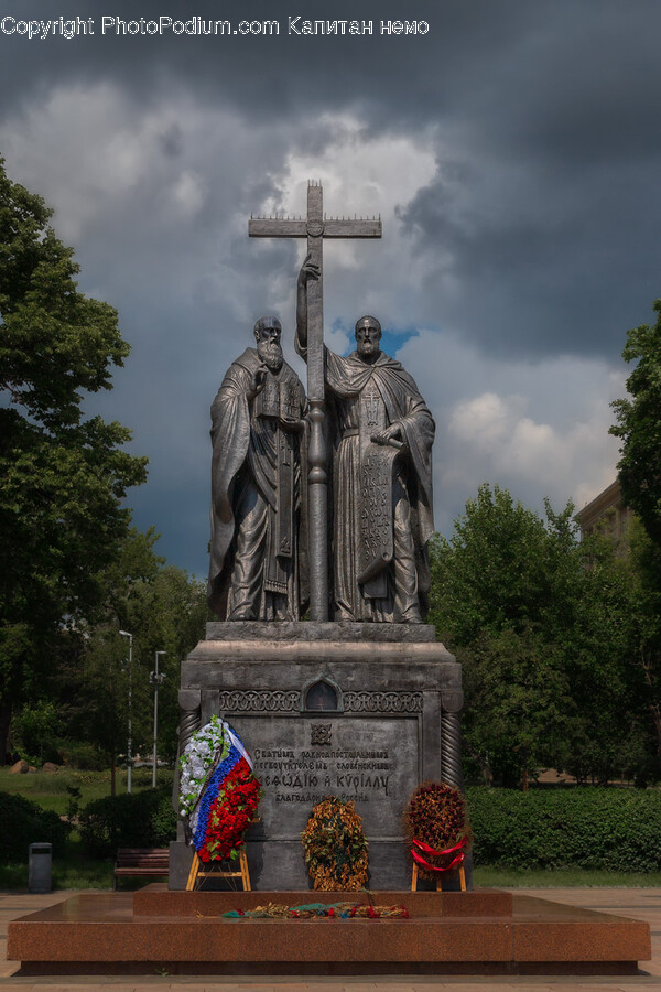 Monument, Cross, Symbol, Person, Human