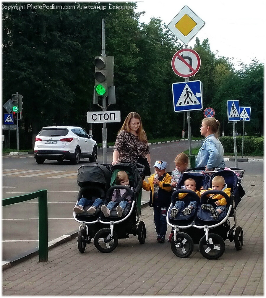 Person, Human, Stroller, Car, Transportation