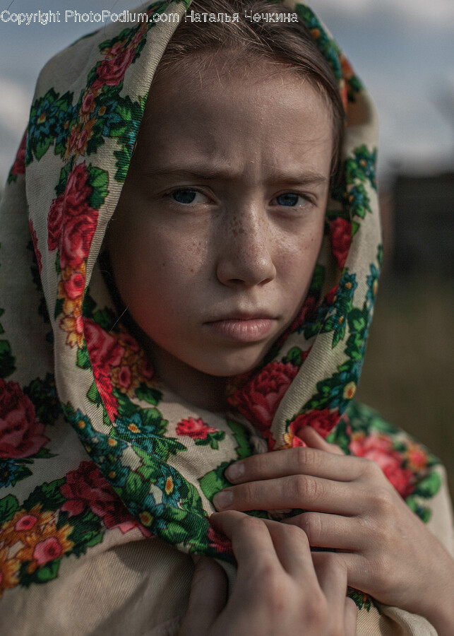 Clothing, Apparel, Finger, Scarf, Face