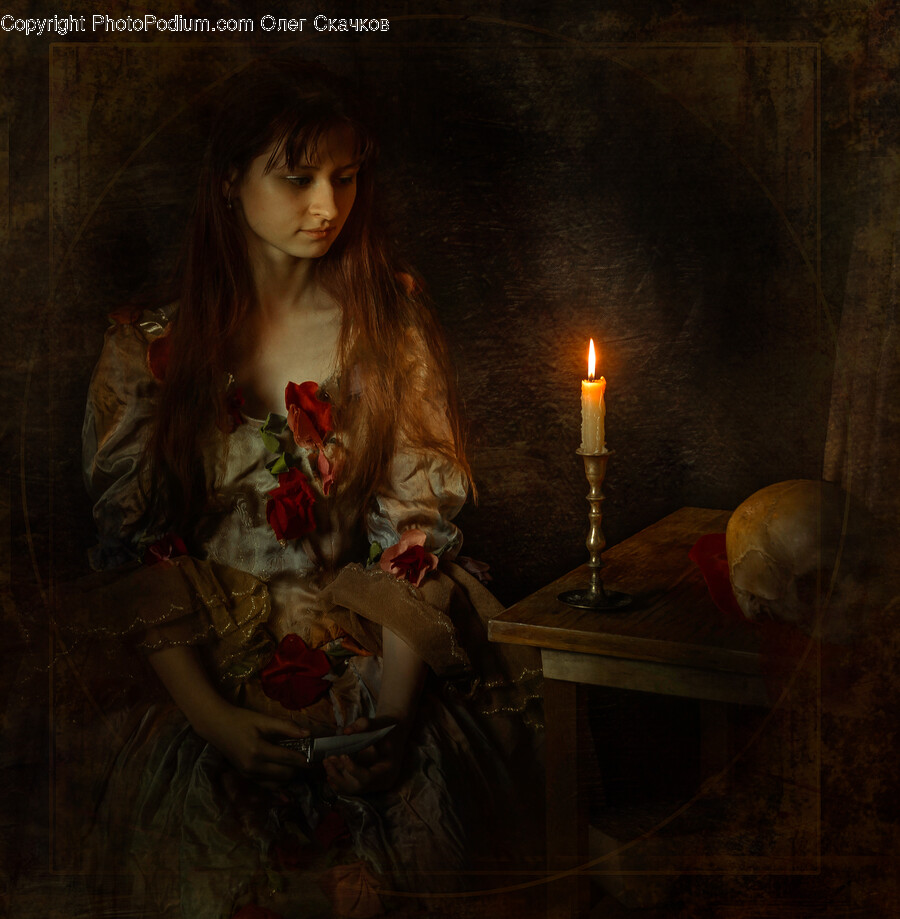 Painting, Art, Person, Human, Candle