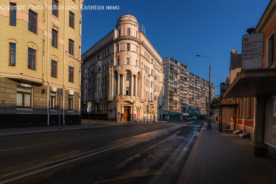Downtown, City, Urban, Building, Town