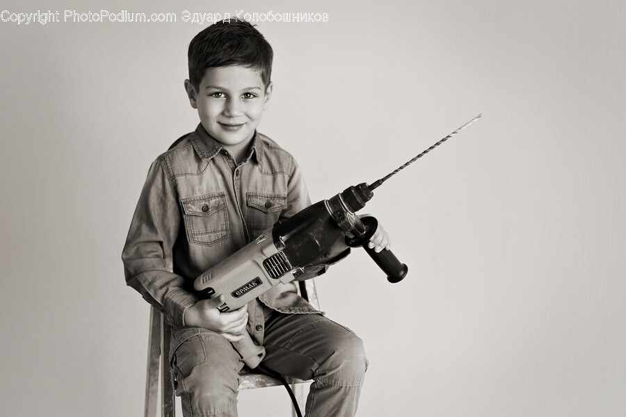 Person, Human, Power Drill, Tool, Gun