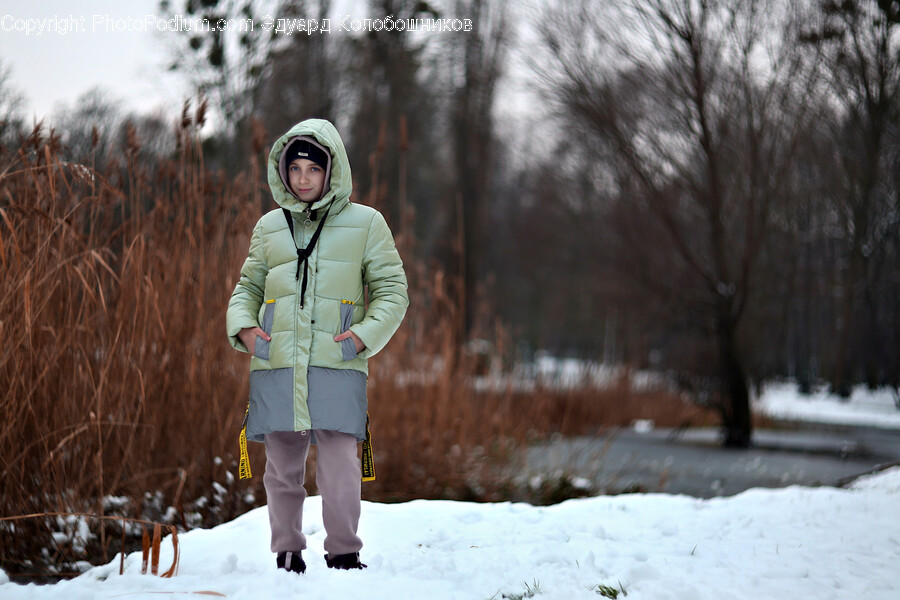 Clothing, Apparel, Hood, Person, Human