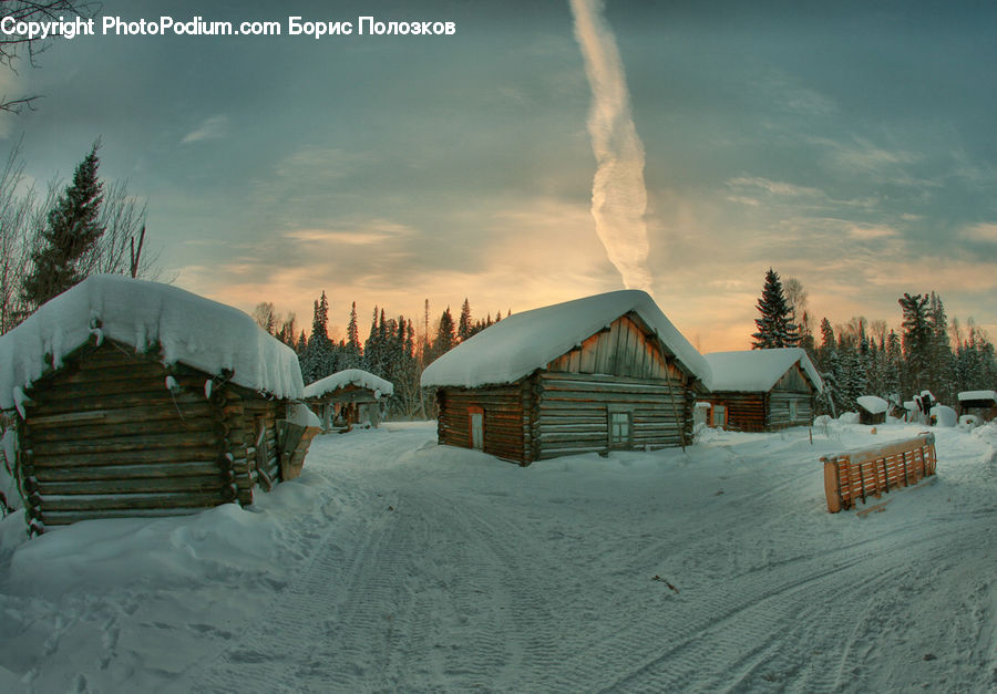 Building, Hut, Log Cabin, Shack, Shelter, Ice, Outdoors