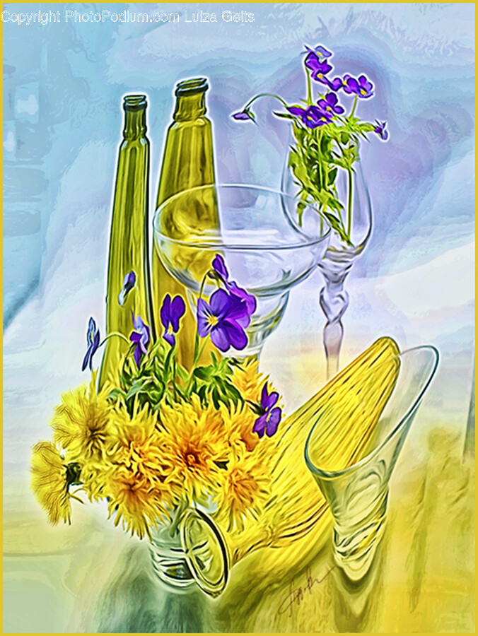 Graphics, Art, Floral Design, Pattern, Glass