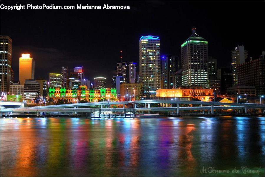 City, Downtown, Metropolis, Urban, Night, Outdoors, Intersection