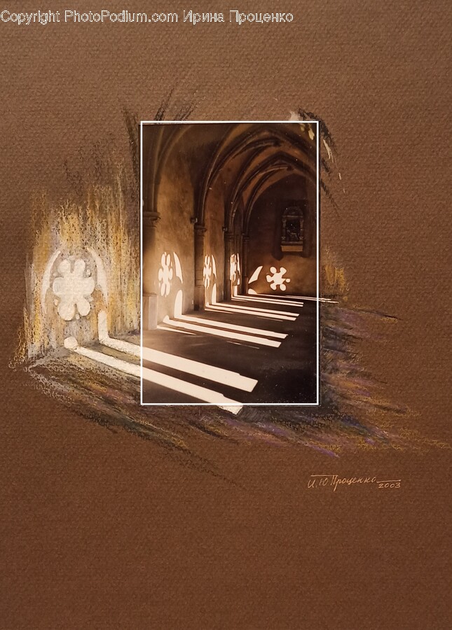 Corridor, Fireplace, Indoors, Art, Tunnel