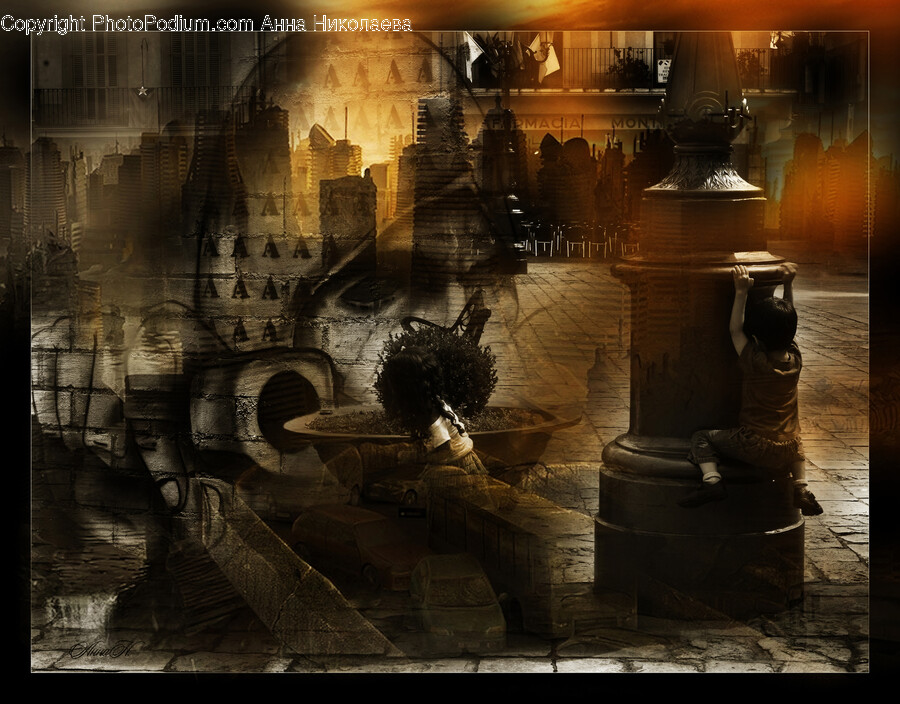 Painting, Art, Nature, Outdoors, Crypt