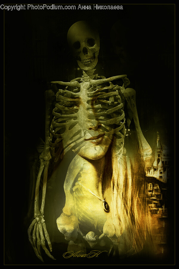 Painting, Art, Skeleton, Worship