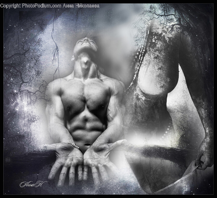 Back, Person, Human, Torso, Painting