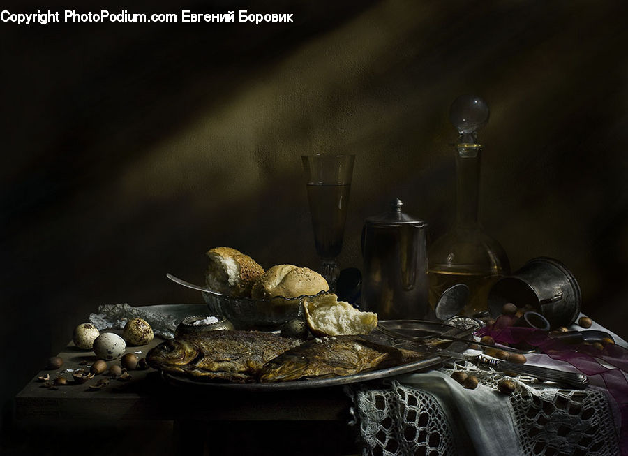 Bread, Bread Loaf, Food, French Loaf, Rock, Glass, Agaric