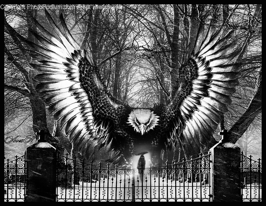 Art, Angel, Archangel, Gate, Poster