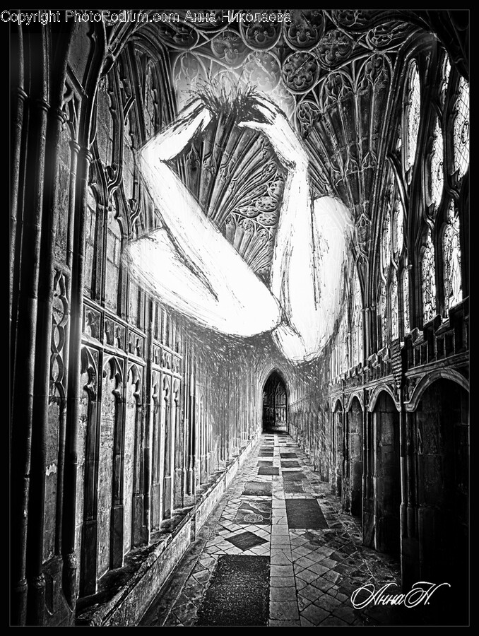 Corridor, Flooring, Drawing, Art, Indoors